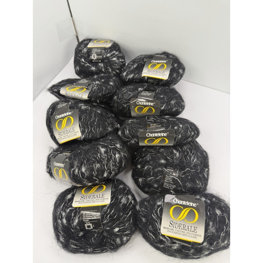 Chanteleine Yarn Siderale Mohair Blend Black White Lot Of 10 Made France - Picture 1 of 7